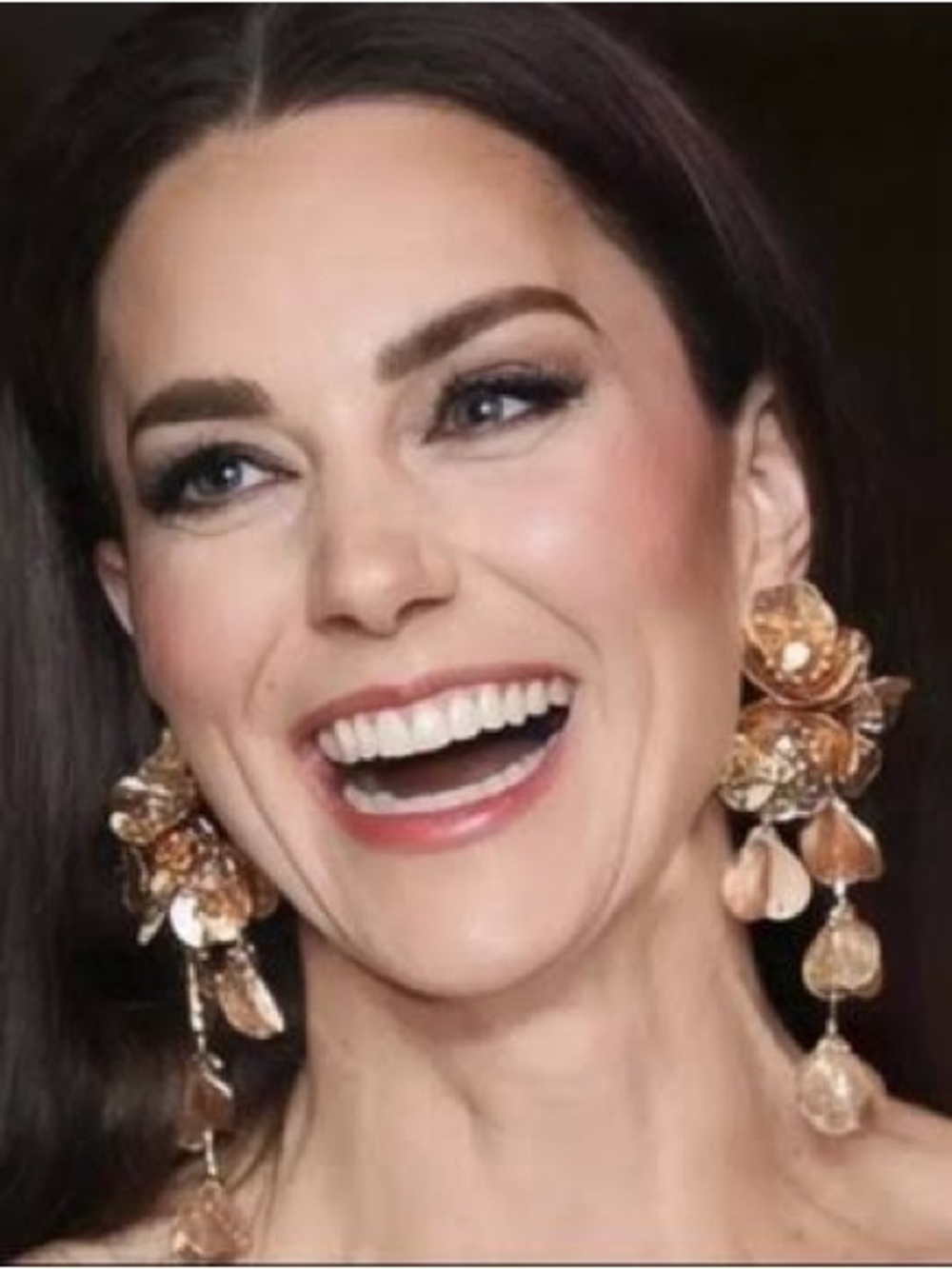 Zara Gold Floral Cascade Drop Statement Earrings - as seen on Kate Middleton